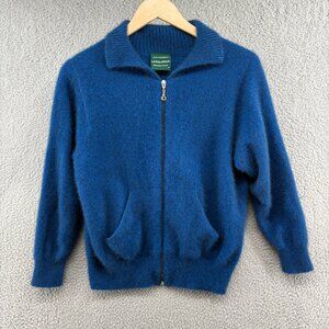 Lothlorian Luxury Possum Merino Wool Zip Cardigan Blue XS Made in New Zealand